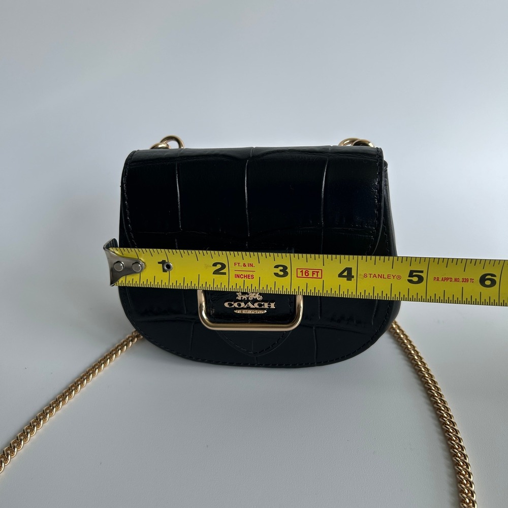 Coach Morgan Mini Wallet Card Case on a Chain Black Croc Embossed Leather CN379 - Picture 8 of 10